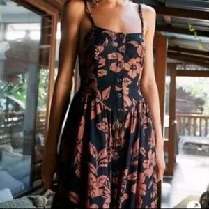 Free People Black and Brown Floral Dress